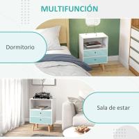 Cómoda de Madera Cajonera con 2 Cajones con Estante Abierto para Dormitorio Salón 45x30x65 cm Blanco - details 3