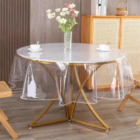 Protector de mesa transparente, cubierta redonda de PVC resistente al aceite, a prueba de manchas, limpiable, decorativa para habitación - details 0
