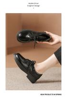 Nuevo otoño cabeza redonda de cuero suave con cordones zapatos individuales de suela plana blanco versátil británico pequeño zapatos de cuero - details 12