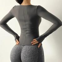 Camiseta de Yoga con almohadilla interior para mujer, Top de manga larga para culturismo y Yoga, ropa deportiva de ajuste seco, ropa deportiva para gimnasio, Top de entrenamiento - details 18