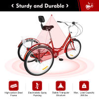 Triciclo para adultos de 24 pulgadas y 7 velocidades, bicicleta plegable de 3 ruedas con cesta, crucero de compras - details 3