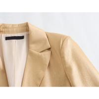 Chaqueta de Moda de Primavera para Mujer Blazer de Manga Larga con Abajo Dorado - details 4