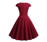 Vestido de verano para mujer, Color sólido, Retro, Vintage, años 50, 60, informal, para fiesta y oficina, Vestidos Rockabilly - details 14