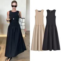 Elegante Vestido Largo Negro de Primavera 2025 Moda Casual Vintage para Mujeres Vestidos Khaki - details 1
