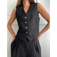 Conjunto Chic de Vestido y Pantalones de Lino-Algodón para Mujeres Moda de Verano para Oficinistas - details 6