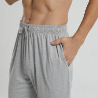 Pantalones De Pijama Para Hombres Color Sólido Tejidos Con Bolsillos Pantalones De Lounge Homewear Bottoms De Poliéster Y Spandex - details 2