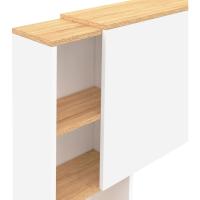 Cabecero extensible con mesita de noche deslizante para cama de 140 y 160 cm, color blanco y madera - details 5