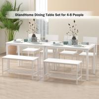 Juego de comedor de 4 piezas con mesa, 2 sillas y 1 banco. Conjunto de muebles de cocina de madera con estructura de acero. - details 11