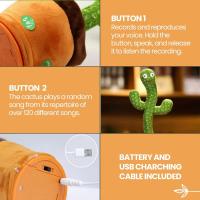 Cactus Bailarin, Peluche Parlanchin, Juguete Que Baila y Repite tu Voz, con 120 Canciones, Regalos para Niños - details 7
