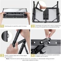 Mesa de Camping Plegable Portátil 60x40x25.4/49/67cm Altura Ajustable Impermeable Negro - details 33