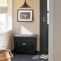 Banco Zapatero con Asiento Organizador de Zapatos Negro para Salón Ancho de 61cm, Profundidad de 24cm, Altura de 51cm - details 1