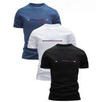 Conjunto de 3 camisetas para hombre hechas 100% algodón puro, ropa informal de verano, transpirables y cómodas con diseño de cuello redondo. - details 3