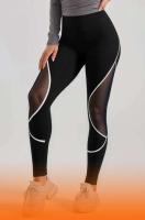 Pantalones de malla con cierre de color para mujer, pantalones deportivos altos con cintura elástica para gimnasio, yoga y levantamiento de cadera - details 0