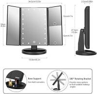 LZ1217 Espejo de Maquillaje, Espejo Tri-Fold con Aumento de 1x/2x/3x/10x, Pantalla Táctil Ajustable y 22 Luces LED, Espejo Iluminado para Tocador, Espejos Cosméticos de Encimera (Blanco) - details 17