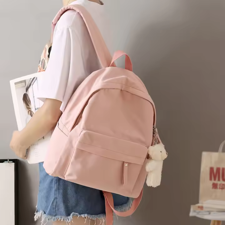 Mochila de Nylon para Mujer Estilo Forestal, Color Sólido, Gran Capacidad, Nueva Moda 2025 - 1