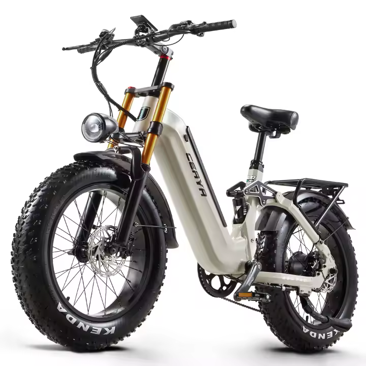 Ceaya A20 Pro Bicicleta eléctrica 20*4.0 pulgadas 1000W 48V 20AH 45km/h Vehículos eléctricos, Shimano 7 velocidades, Pantalla LCD a color, Freno de disco hidráulico, Faros brillantes, luces traseras, Ajuste de amortiguación de 15 etapas, Amortiguador tras - 1