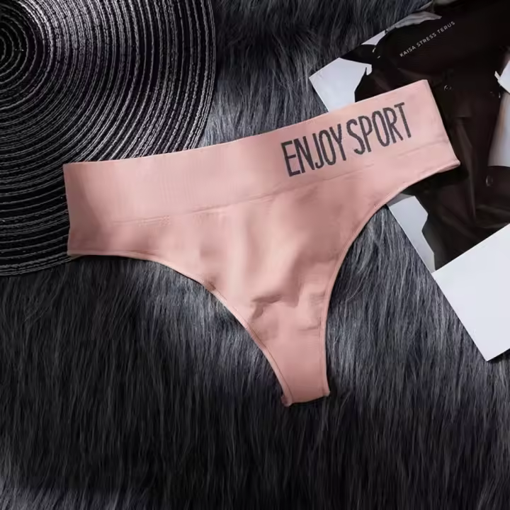 Bragas suaves de cintura media sin costuras, bragas deportivas, calzoncillos para mujer, Tanga, ropa interior de Color sólido, calzoncillos deportivos para Fitness - 1