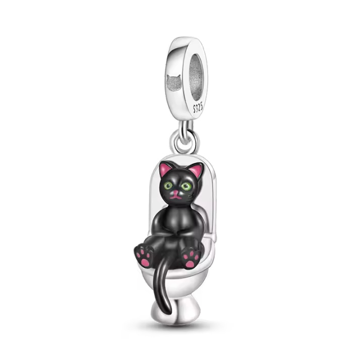 Fabricación de joyas con pulseras de plata pura, preciosas cuentas de gato, creación original. - 1