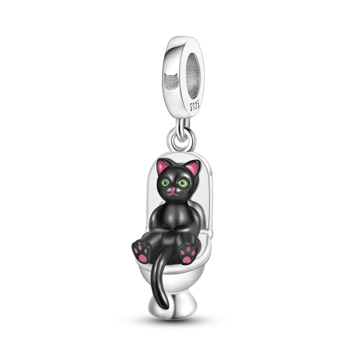 Fabricación de joyas con pulseras de plata pura, preciosas cuentas de gato, creación original. - 1
