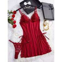 Conjunto de camisón y braguita de diseño encantador con tirantes finos y cuello en V, ropa sexy para mujer - details 0