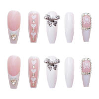 Uñas postizas de 24 piezas, rosa y blanco, para fiestas, Halloween, Navidad, graduación - details 3