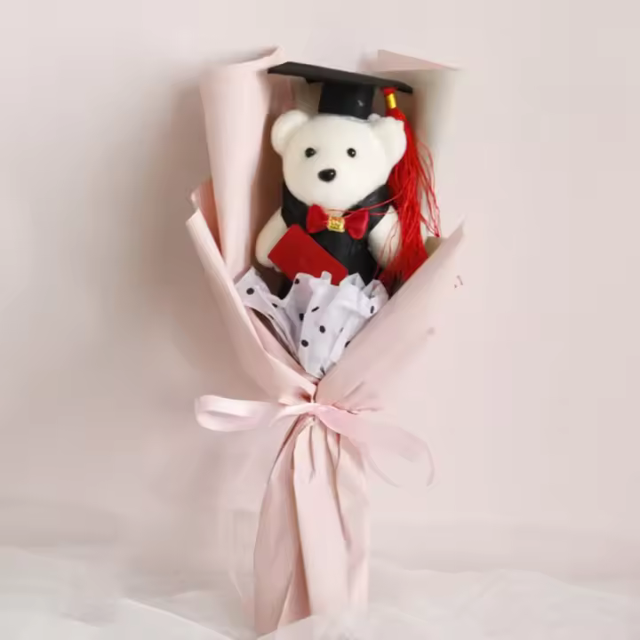Ramo de peluche de oso de dibujos animados, juguete de decoración, regalo de graduación, nuevo - 1