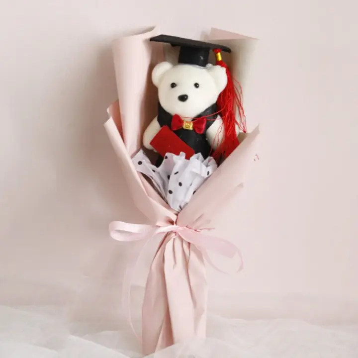 Ramo de peluche de oso de dibujos animados, juguete de decoración, regalo de graduación, nuevo - 1