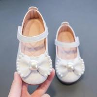 Zapatos planos de cuero para niñas, calzado informal con lazo, princesa dulce, perlas de diamantes de imitación suaves, Primavera, 2024 - details 5
