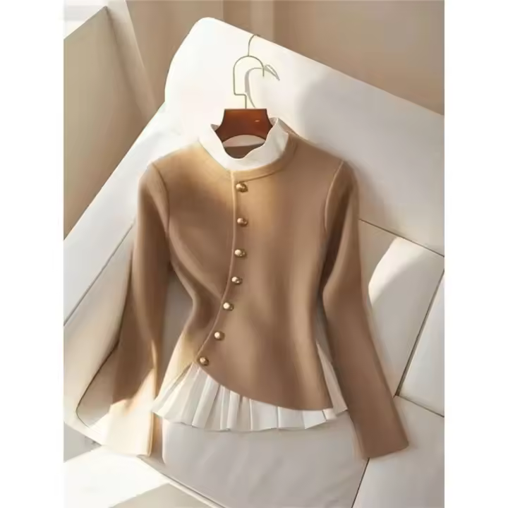 Camisa súper hermosa de temperamento único de estilo perezoso, ropa de mujer, Top con sentido de diseño de nicho de moda, otoño e invierno, 2025 - 1