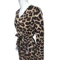 Vestido irregular de punto con tirantes de cintura alta y gasa con cuello en V y estampado de leopardo - details 23