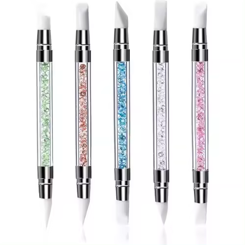 Juego de 5 Pinceles de Silicona para Uñas Pincel de Escultura de Gel Herramienta de Manicura de Doble Cabeza para Bricolaje - 1