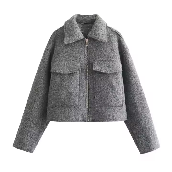 Chaqueta de Tweed Corta para Mujer Abrigo de Moda - 1
