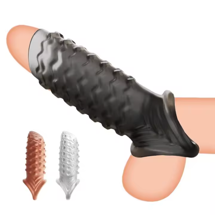 Leten-funda extensible reutilizable para eyaculación retardada, extensión anticonceptiva, consolador de punto G, juguete sexual para hombres, sin vibrador - 1