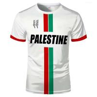 Camisetas de talla grande con estampado 3D de la bandera del fútbol palestino para hombre y mujer, camisetas deportivas informales de manga corta transpirables de secado rápido - details 3
