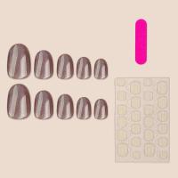 Uñas de ojo de gato marrón brillante, uñas postizas ligeras y fáciles de aplicar para ir de compras o salir. - details 2