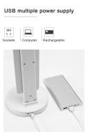 Rechargeable LED Clock Dimmable Desk Lamp 2 Heads 180 Degree Rotation Foldable Desktop Reading Night Light Eye Protection - details 9