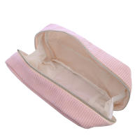 Bolso De Maquillaje Para Viaje Organizador De Cosméticos De Corduroy Para Mujeres Estuche De Belleza Portátil De Cierre De Cremallera - details 4