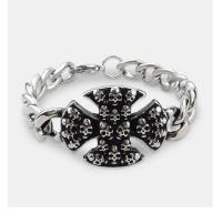 Nueva pulsera de acero de titanio con pentagrama de mezclilla occidental de acero inoxidable, joyería de hexagrama de calavera retro para hombre - details 4