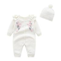 Rompers de Nueva Nacida para Niña Moda Primavera-Otoño con Bordado de Flor y Sombrero - details 2