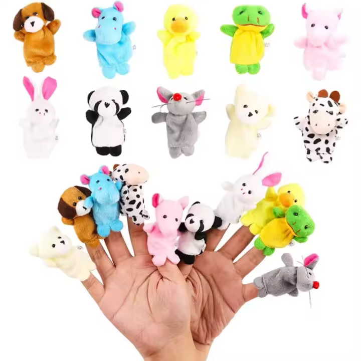 Juego de marionetas de dedo de 10 piezas: juguetes de marionetas de dedo de animales de peluche suaves para niños, mini figuras de peluche surtido de juguetes para niños y niñas, recuerdos de fiesta para espectáculos, tiempo de juegos, escuelas - 1