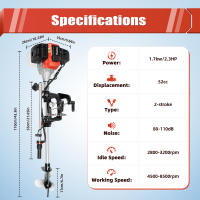 Motor fueraborda de 2 tiempos, potente motor para botes inflables y pesca, fácil montaje y control, 52 cc - details 0