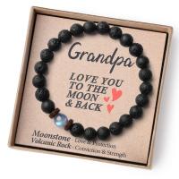 pulsera de piedra volcánica para hombre y mujer, brazalete de cuerda elástica, regalo para el Día del Padre, piedra lunar volcánica,Pulsera de regalo del Día de la Madre - details 19