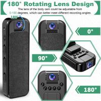 Mini cámara corporal HD 1080P Grabadora de vídeo portátil con 180 °   Videocámara portátil con lente giratoria y cámara corporal de policía de visión nocturna para deporte/entrega/viajes/aplicación de la ley con 128GB - details 2