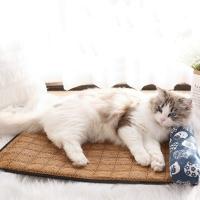Alfombra plegable de seda de hielo para perros, almohadilla tejida de ratán para mantener el enfriamiento, cama para dormir para perros, suministros para mascotas, alfombrilla refrescante para gatos de 3 tamaños para exteriores - details 8