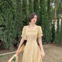 Vestido Versátil de Té con Cuello de Muñeca para Mujer Cintura Ajustada, Adelgazante, Perfecto para Primavera/Verano - details 3