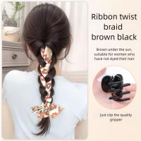 Diademas con cinta de flores para mujer, coleta larga, artefacto para el cabello de estilo coreano, peluca trenzada de boxeo sintética esponjosa - details 9