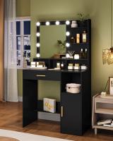 Tocador con Espejo y 10 Luces LED, tocador de Maquillaje con 3 estantes y 4 Compartimentos Abiertos, tocador con cajón Grande y Armario, 3 Luces Ajustables, Blanco - details 23