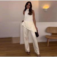 OUWU- Chaleco halter de satén para vacaciones de verano, camiseta sin mangas informal sin espalda, dobladillo irregular elegante Y2K, tops elegantes para mujer - details 10