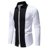 Camisas de manga larga con cierre para hombre, camisas informales para hombre, diseño de documentos, blanco y negro, escritorio de negocios y trabajo, moda de primavera - details 2