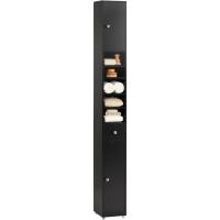 Mueble de baño tipo columna con armario alto, estanterías de baño con 5 estantes abiertos, 2 puertas y 1 cajón, color blanco, 20 x 20 x 180 cm - details 56